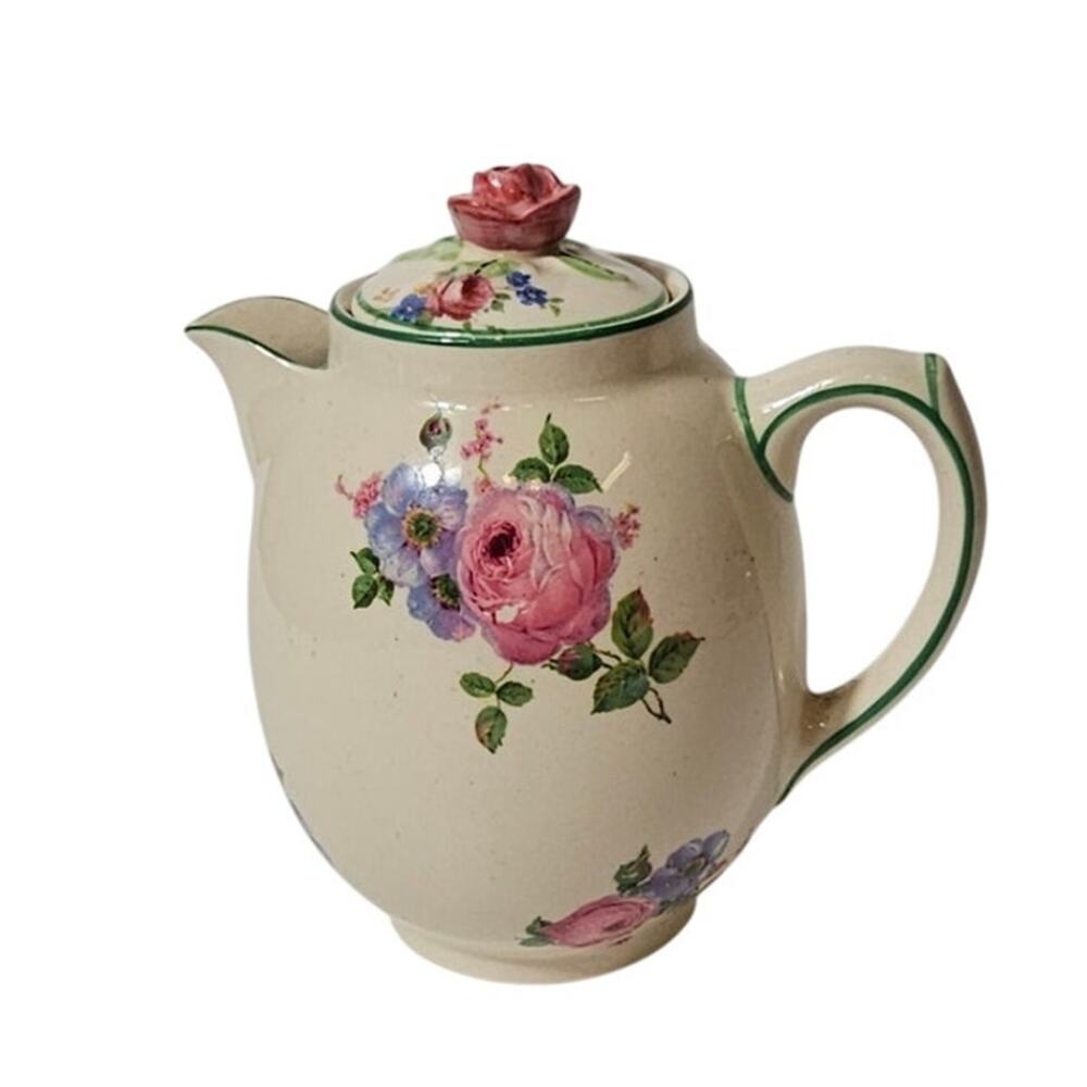 1940s-50s Fondeville Ambassador Ware England Mini Teapot Rose Finial